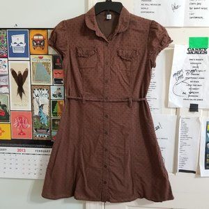 Old Navy dress XXL swiss dot shirtdress button front removable tie belt lined